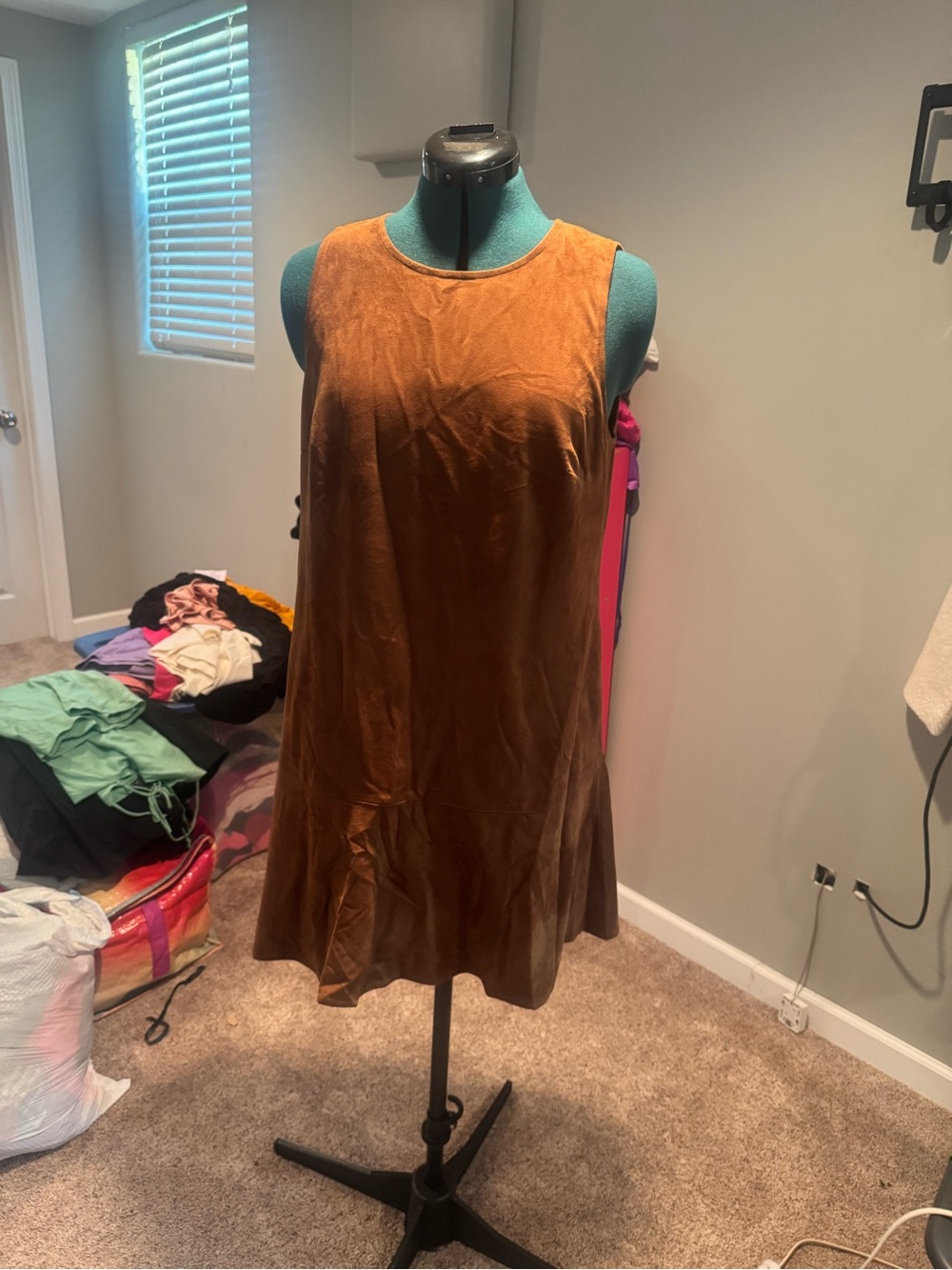 J. Crew Rust Brown Suede-Feel Sleeveless Dress